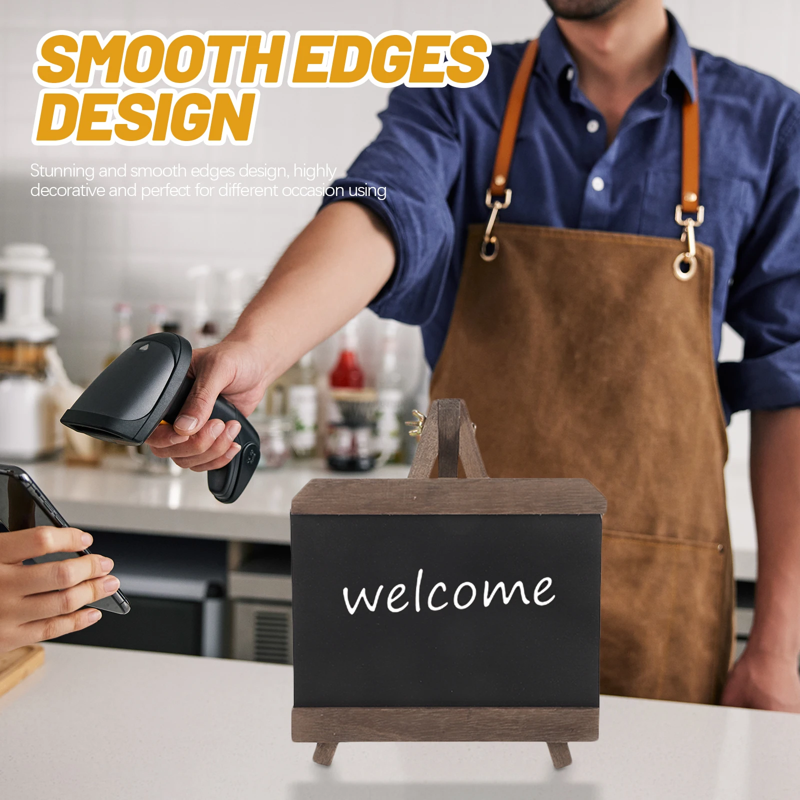 Vintage Chalkboard Sign with Wood Base Small Desktop Message Board for Table Number Display Menu Writing Standing Chalkboard