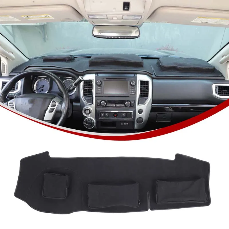 

For Nissan Titan 2016-2023 Sheepskin Car Dashboard Organiser Mat Storage Pad Stowing Tidying Organiser Accessories
