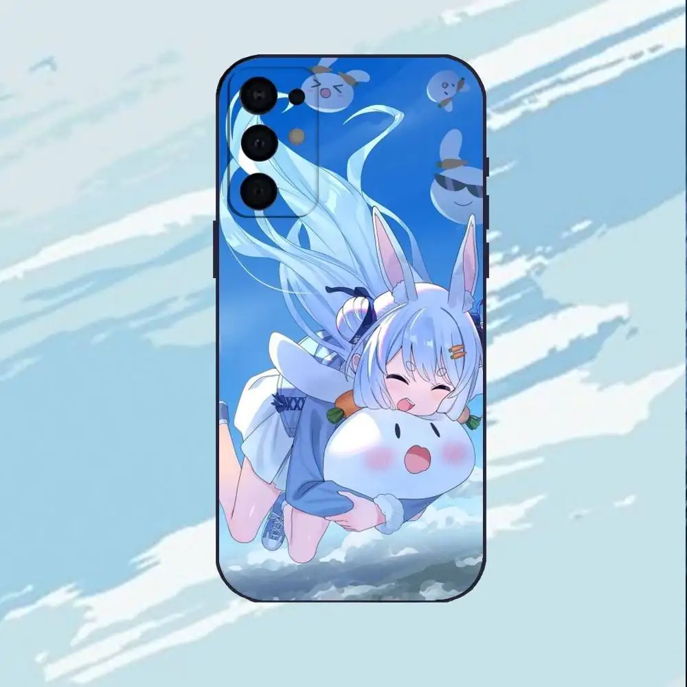 حافظة هاتف U-Usada Pekora لهاتف سامسونج S25، S24، S23، S22، S21، S20، Plus، غلاف أسود ناعم