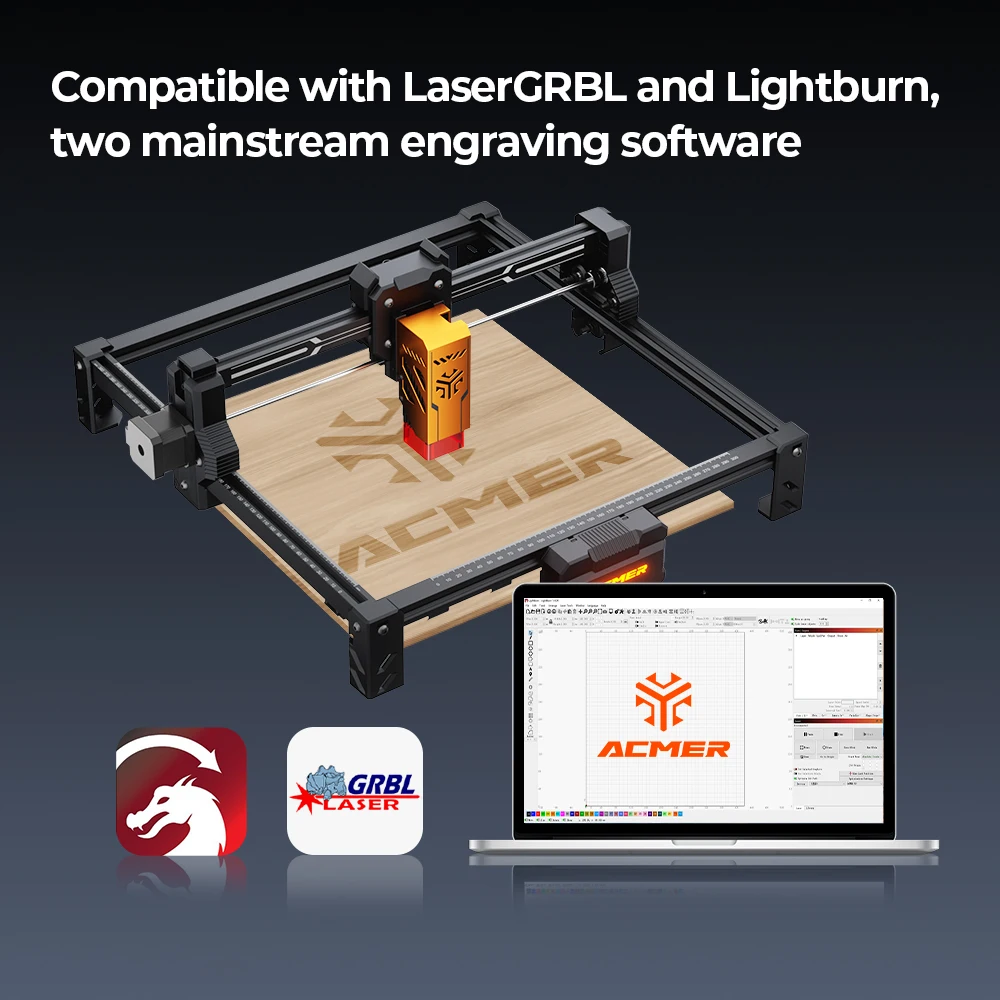 ACMER S2 12W 7W 4W Laser Engraver Working Area 300*300mm Upgradeable Engraving Cut Machine for Engravable Wood Lacquered Metal