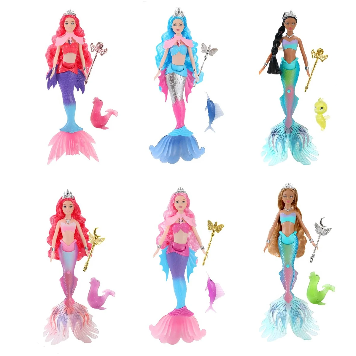 36cm New Pretty Girl Mermaid Princess Doll Glowing Lights Music Mermaid Princess Toy Children's Play House Birthday Gift