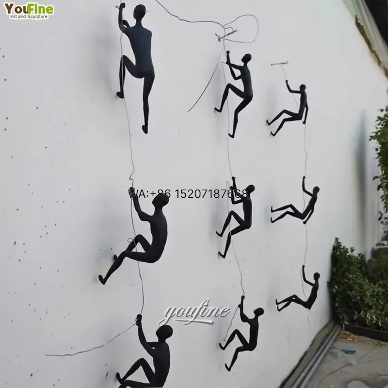 Wmwmnu for Parks Garden Decor Statue Bronze Climbing Man Wall Sculpture Outdoor Yard Art Home Decoration Metal Figurine