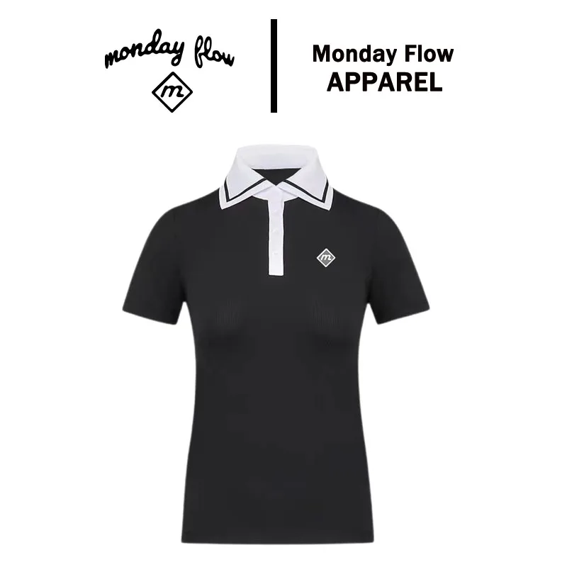 Monday Flow Golf Odzież damska Szybkoschnąca koszulka sportowa na zewnątrz Wygodna koszulka z krótkim rękawem Wszechstronna koszulka polo Top