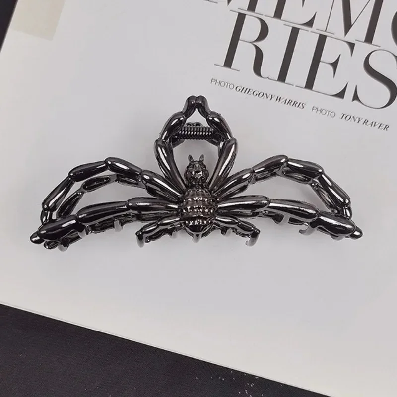 ثلاثية الأبعاد العنكبوت انتزاع كليب الجمجمة Y2K المعادن الثقيلة الشرير مزدوجة الوجهين انتزاع كليب الرجعية Harajuku مشبك شعر غطاء الرأس النساء هدية الهالوين