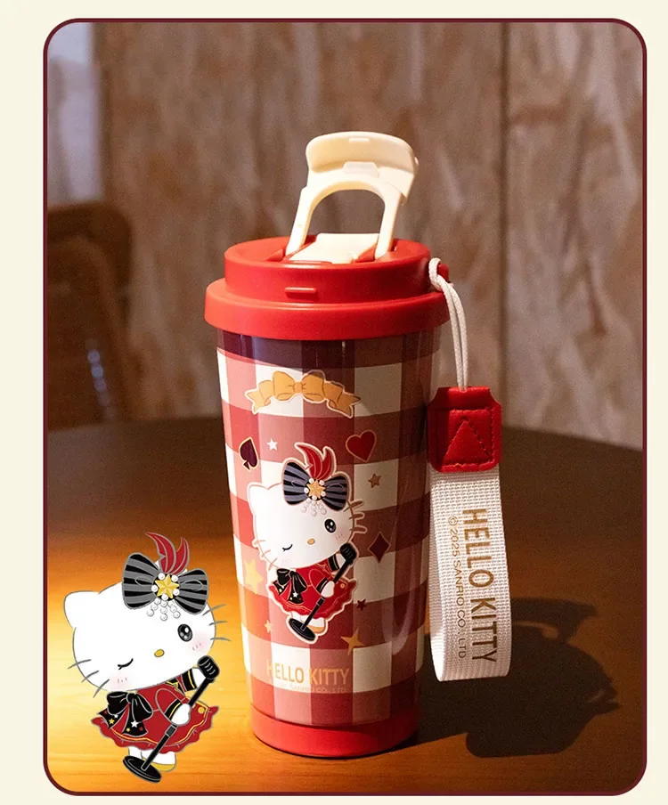 

Sanrio Kuromi портативный стакан из нержавеющей стали 316, термос для кофе, изолированная чашка, спортивная бутылка для холодной и горячей воды с соломинкой