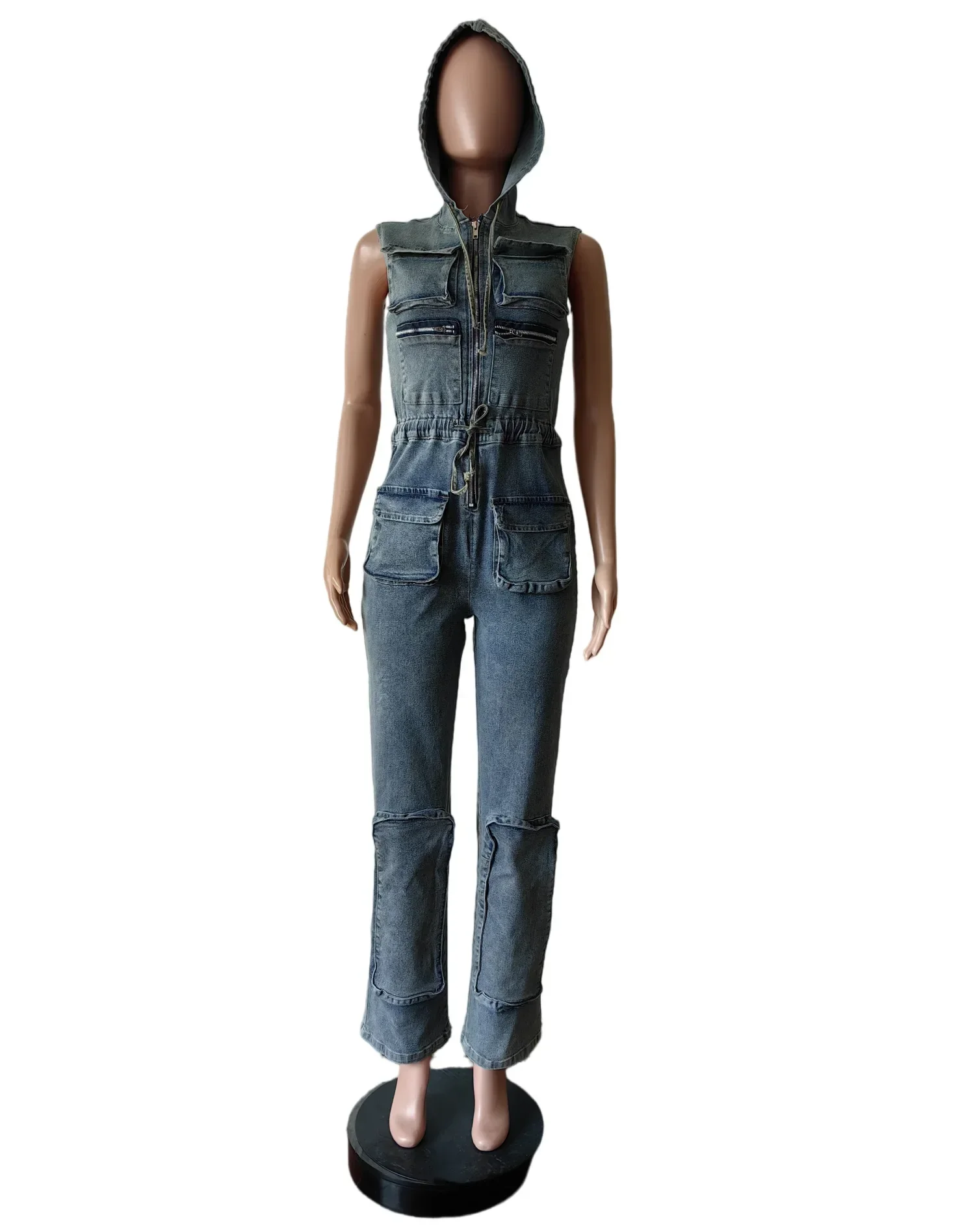 Vintage Denim Overalls Jumpsuit Rompers Women Belted Pocket Punk Y2k E-girl Casual Work Pants Hot Jeans Long Pants Streetwear