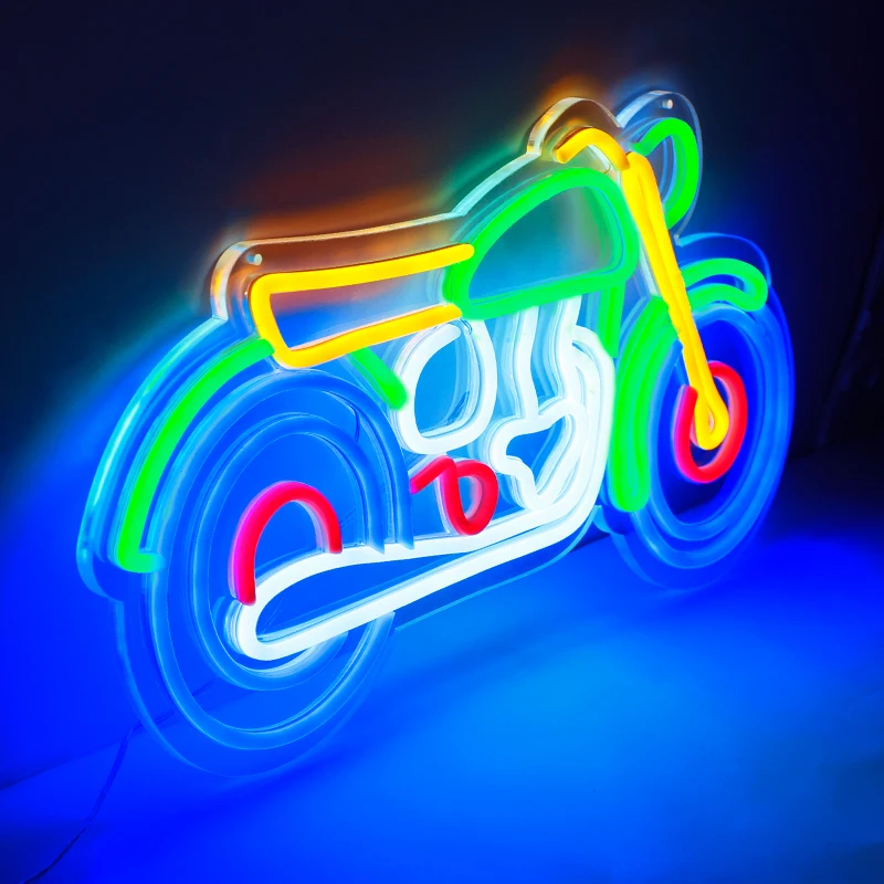 Led Neon Sign Motorbike Neon Light with Dimmable Switch Gaming Motorcycle Neon Sign for Kids Game Room Halloween Decor