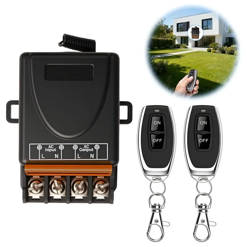 

AC 220V 30A 1CH 433Mhz Wireless Remote Control Switch RF Relay Receiver + On/Off Transmitter For Electric Appliance Lamp
