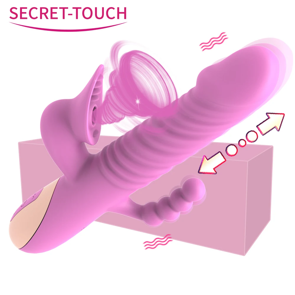 3 in 1 Telescopic Dilldo Vibrator Clit Sucker Clitoris G Spot Vibrator Masturbation For Women Vacuum Anal Adult Goods for Female