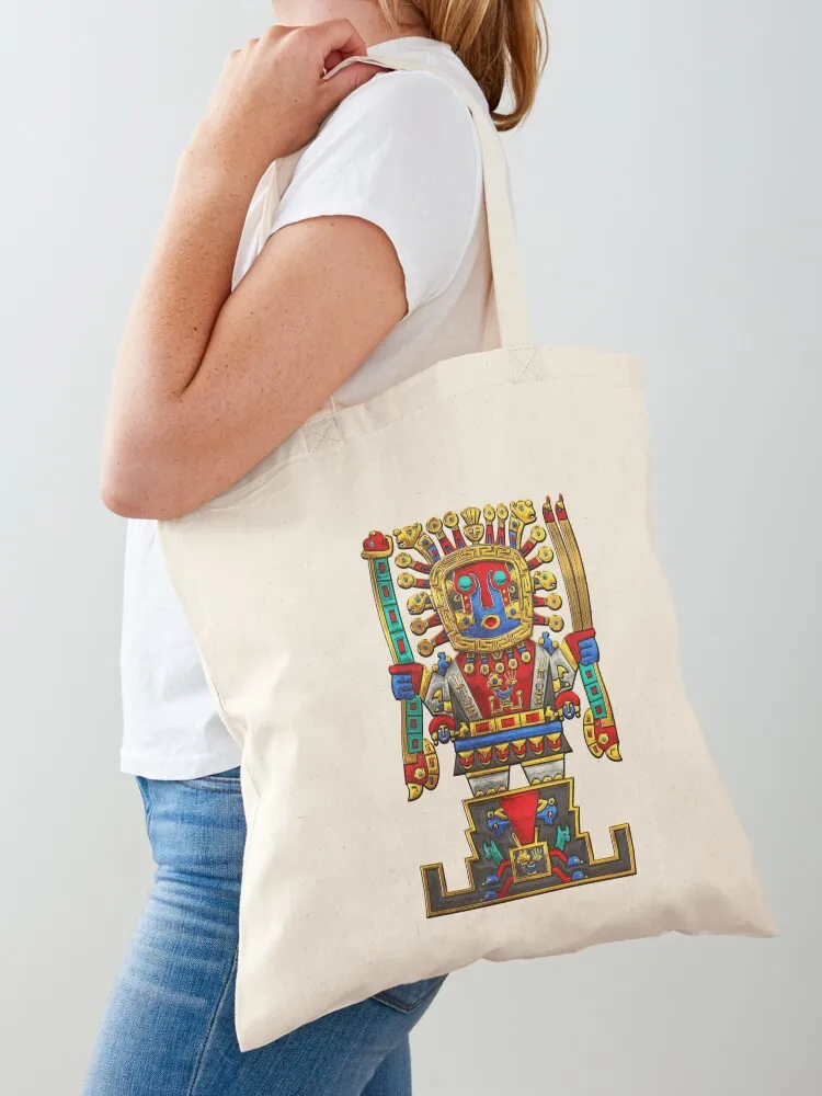 

Incan Gods - The Great Creator Viracocha on Black Canvas Tote Bag Shopper bag Shopper handbag university shopper bag female