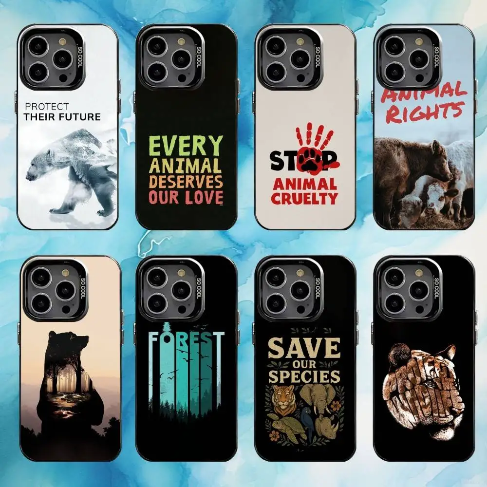 

Protect wild animals Phone Case For iPhone17,16,15,14,13,12,11 Plus,Pro Max Black Colorful Silver Back Phone Case