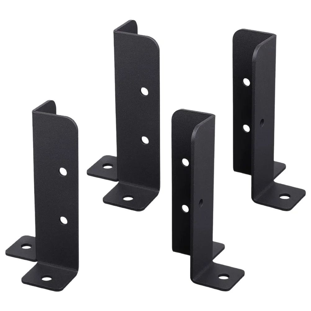 

4Pcs Picket Fence Deck Post Base Cover Bracket Support Anchor Railing Iron Kit Adjustable Base Brackets Fence Railing Support