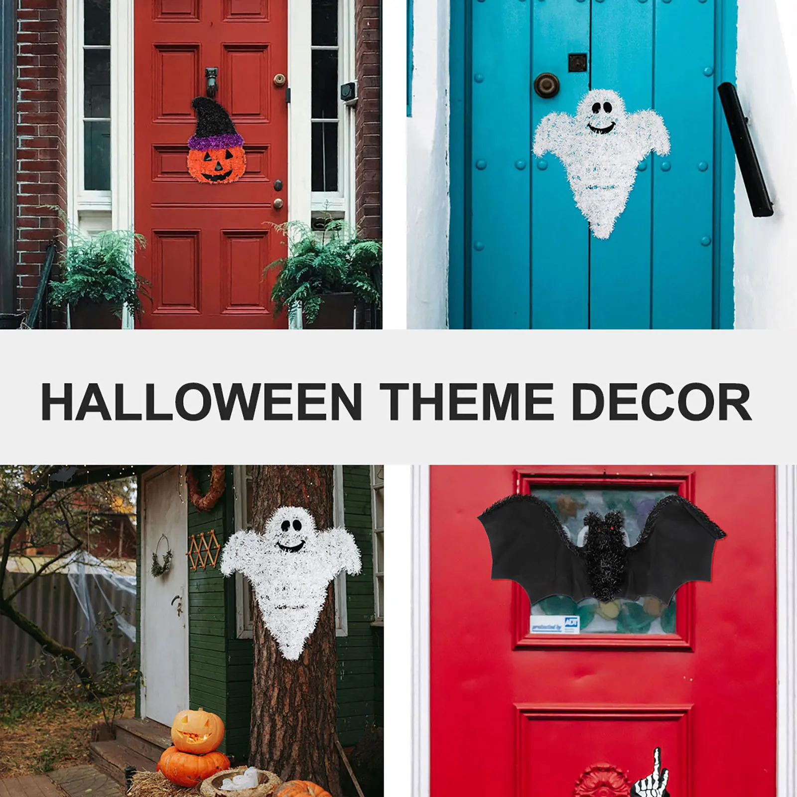 

3Pcs Halloween Door Hanging Pendants Realistic Ghost Pumpkin Bat Decorations Party Supplies Scary Hanging Home Decor Festive