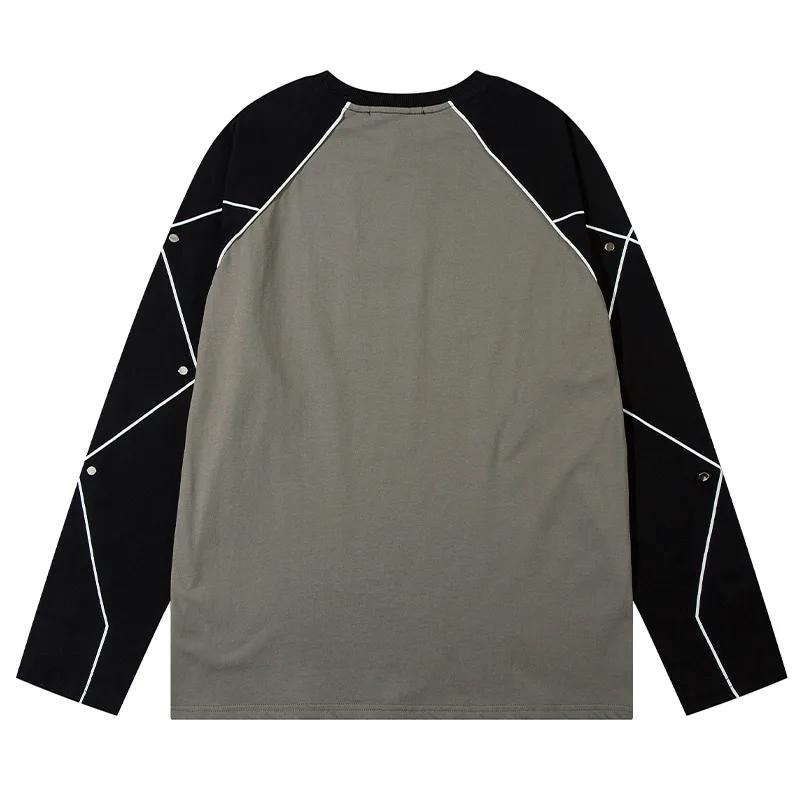 Men Long Sleeve T Shirts Street Racing Color-blocked Raglan Sleeve T Shirt Tops Harajuku Hip Hop Casual Sweatshirts Pullovers