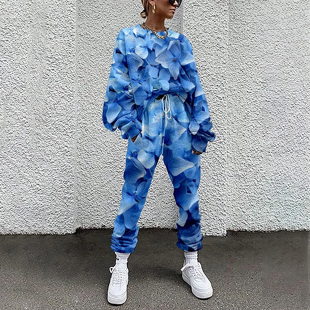 

Autumn Hoodies Flora Jumpsuits Tracksuit Street Outfit Two Piece Set Sportswear Casual Fashion Clothing Trend Stylish Clothes