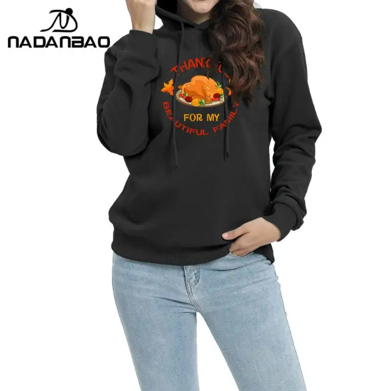 Nadanbao 3D Printing Thanksgiving Day Collection Casual Funny Turkey Printing Unisex Winter Sweatshirt Hoods Slim Fit