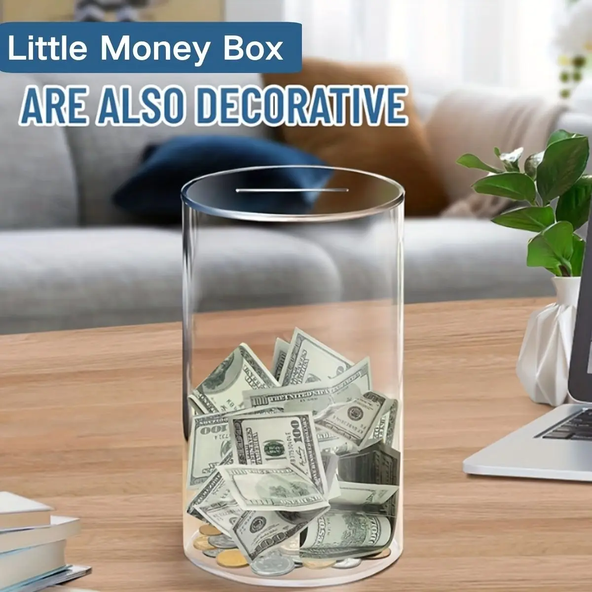 Acrylic Unopenable Money Box for Cash Coin Saving Must Break to Open Money Saving Jar for Christmas Gifts