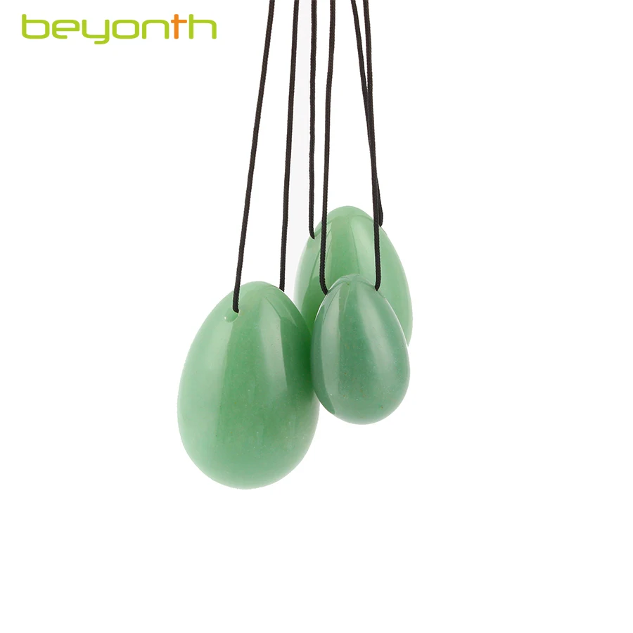 3 Pcs/Set 45*30mm 40*25mm 30*20mm Yoni Eggs Natural Green Aventurine Jade Eggs for Kegel Exercise Crystal Healing Reiki