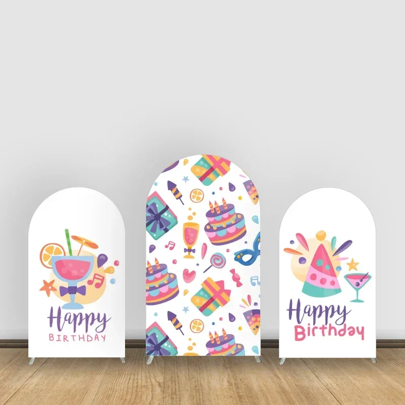 Food&Gift Theme Arch Backdrop Cover Birthday Party Decoration Photography Background Suitable for Arch Stands Elastic Fabric