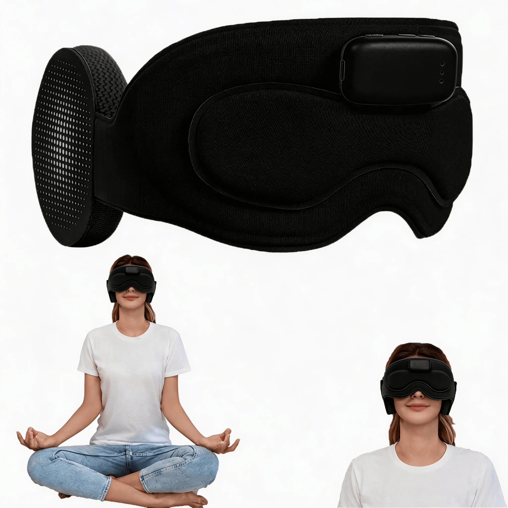 Meditation Eye Mask Sleep Mask with Meditation Music | Portable Sleep Headphones, Pressure-Free & Light Block-Out Eye Mask, One-Touch Operation via APP for Sleeping, Meditation & Travel