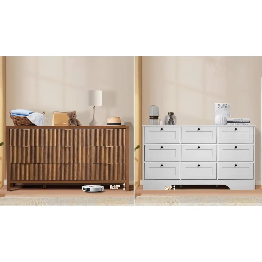 خزانة خزانة ذات 9 أدراج منضدة طويلة مع أدراج وخزانة تخزين للمزرعة وخزانة من الخشب الصلب وحامل تلفزيون في منتصف القرن #6