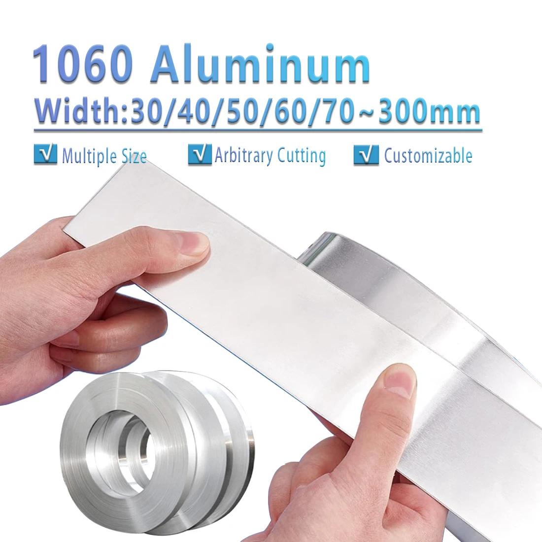 

30mm/300mm Width 5M 1060 Aluminum Strip Aluminium Foil Thin Sheet Plate DIY Material Washer Wall Thickness 0.1 to 2mm