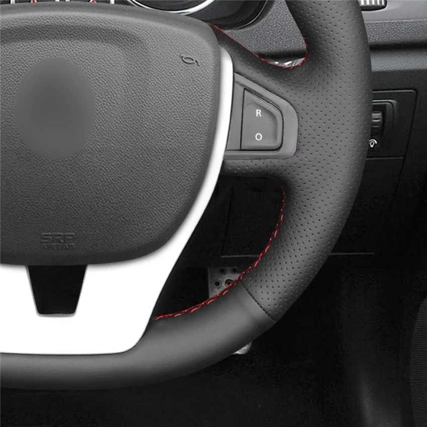 Black Artificial Leather Car Steering Wheel Cover For Renault Scenic 3 2013-2015 Laguna 3 Coupe 2007-2015 Laguna 3 2007-2015