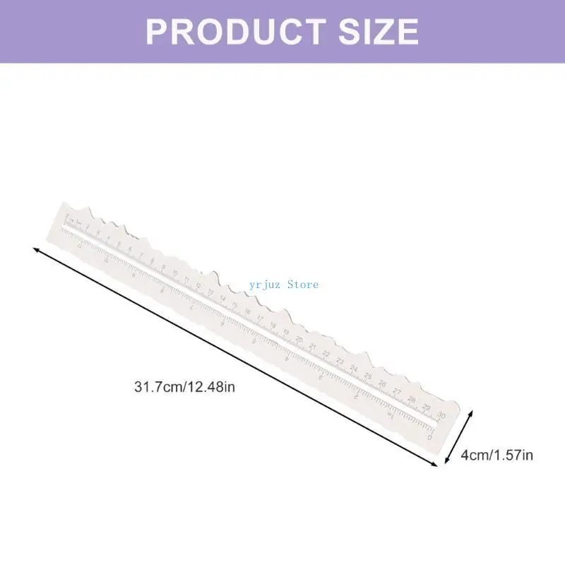 583D Metal Craft Ruler Wavy Line Jagged Irregular Edges 12Inch Measuring Drawing Tool