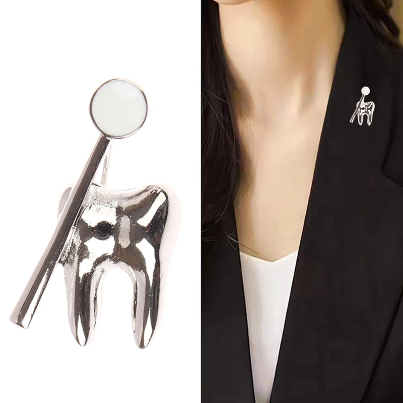 Broche médico clásico con forma de diente, alfiler de solapa para mochila, insignia, accesorios de regalo de joyería, 1 unidad