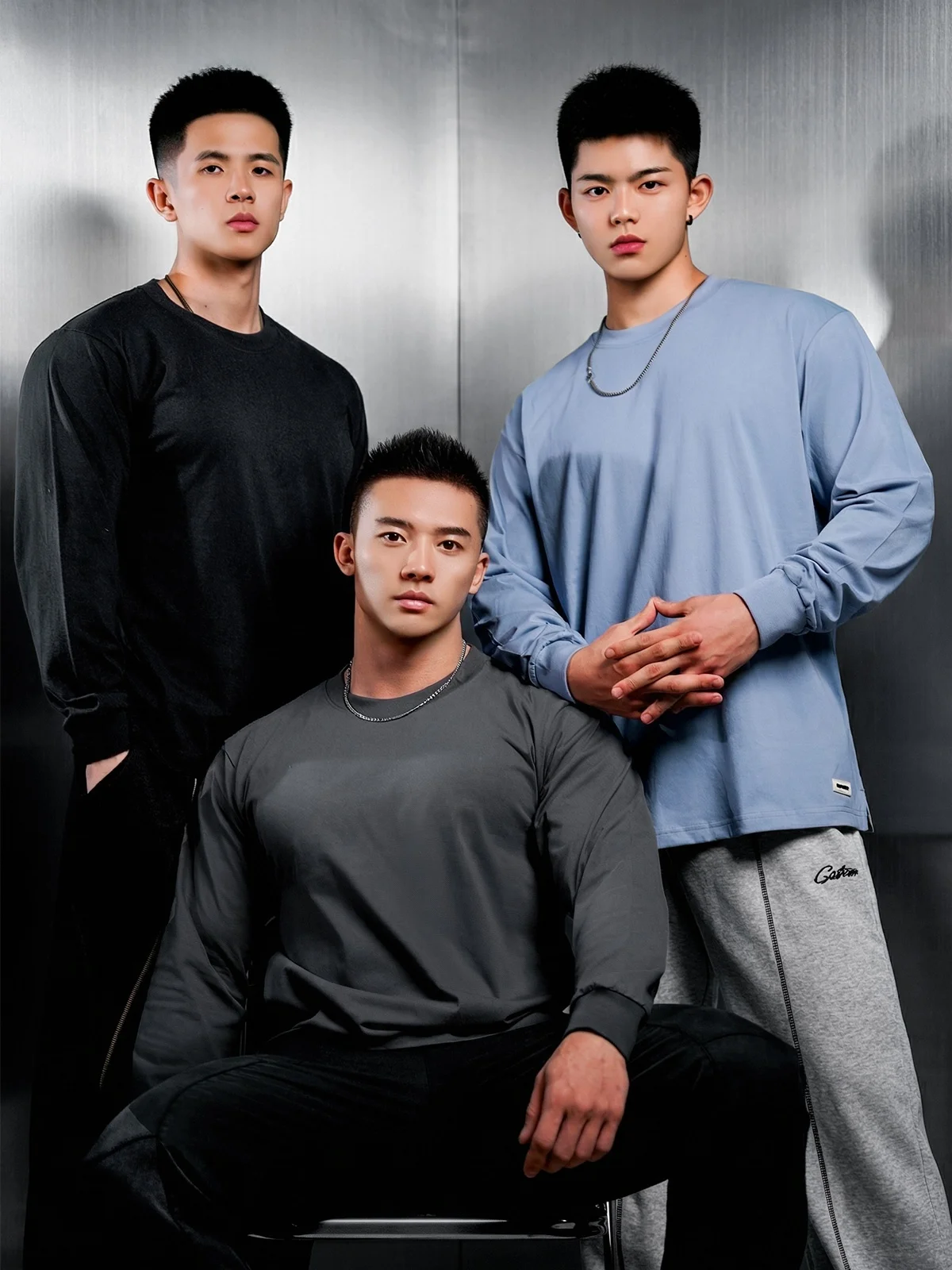 

Мужская тренировочная футболка из чистого хлопка Long Sve, дышащая свободная посадка, весна-осень, повседневная футболка для бега