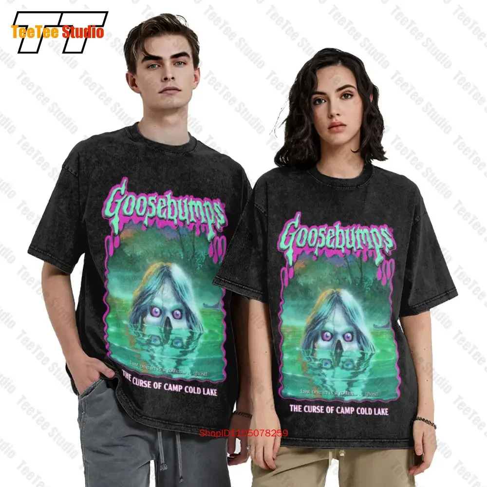 R.L.Stine Goosebumps Nightmare Halloween Camp Lake Horror Vintage Oversized T-Shirt QBW7