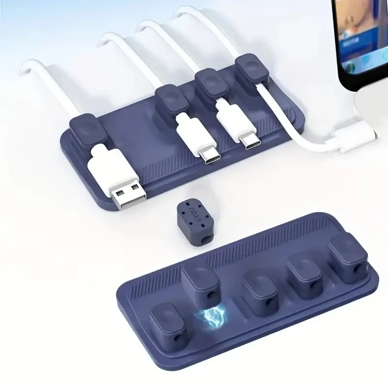 Silicone Magnetic Self-adhesive Cable Management USB Charging Line Holder Protector Desktop Cable Clip For Mouse Wire Organizer