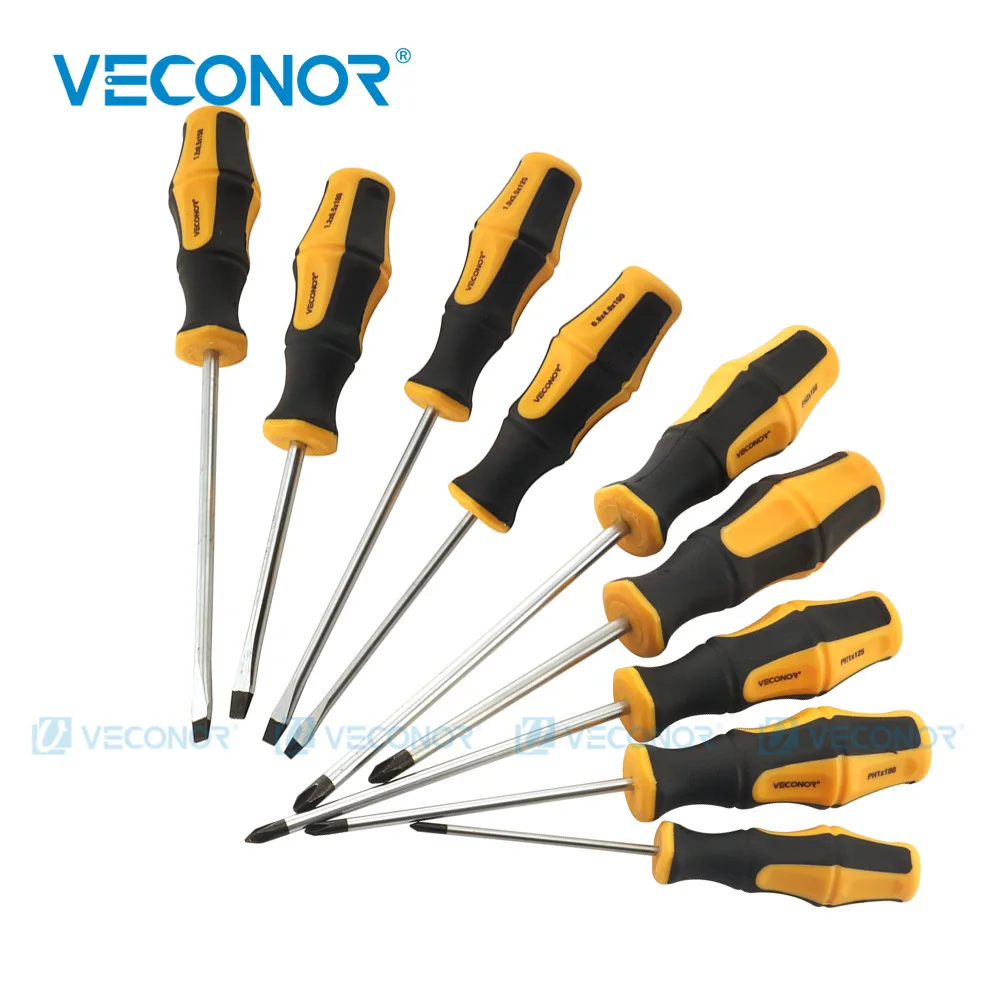 Magnetic Phillips Cross Head & Slotted Flat Head Screwdriver Multifunctional Household Basic Anti Slip Manual Screw Drive Tools