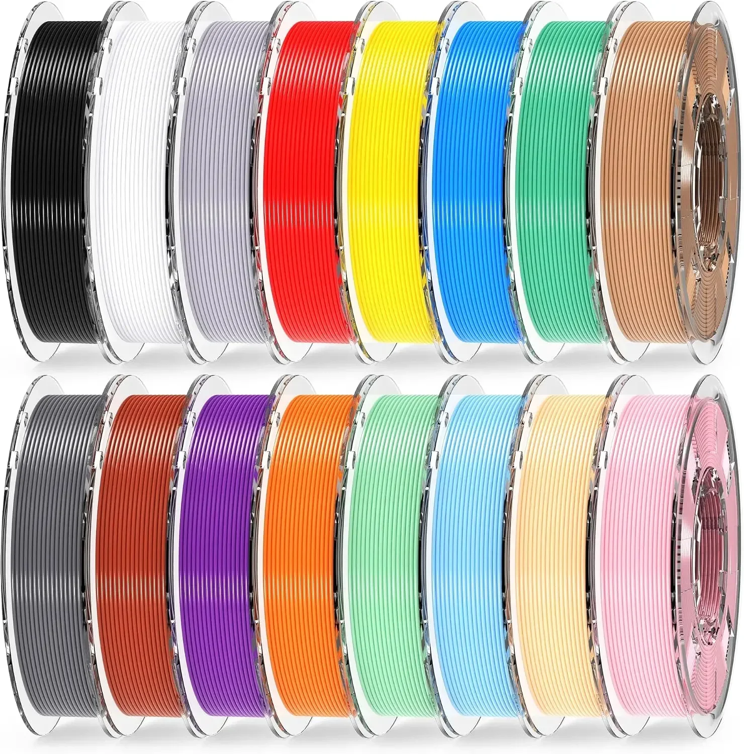 16 Colors PLA+ Filament Bundle 1.75mm, PLA Plus Multicolor 3D Printer Filament, Dimensional Accuracy +/- 0.02 mm, 200g per Spool
