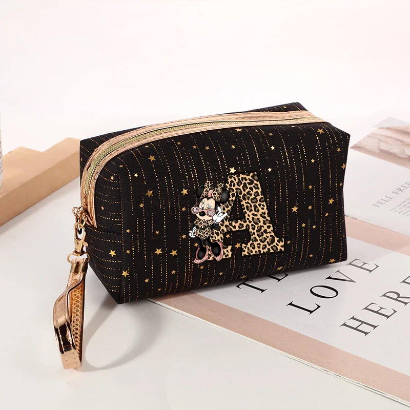 

Disney Mickey Minnie Mouse Cosmetic Bags Fashion Women Travel Portable Wash Bags Anime Printed Letter Handheld Storage Bag Gift
