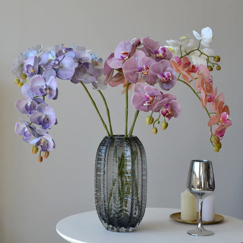 4 Stück/Set Künstliche Latex-Phalaenopsis-Blumen mit 9 Blüten zur Dekoration für Hochzeit, Echt-Touch-Schmetterlingsorchidee, Heimdekoration, Party-Blumen, Großhandel – Detail 5