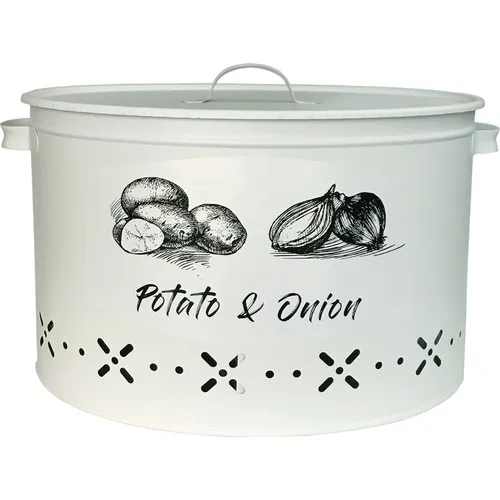 Evstyle Metal Compartment Potato Onion Storage Container Mat White