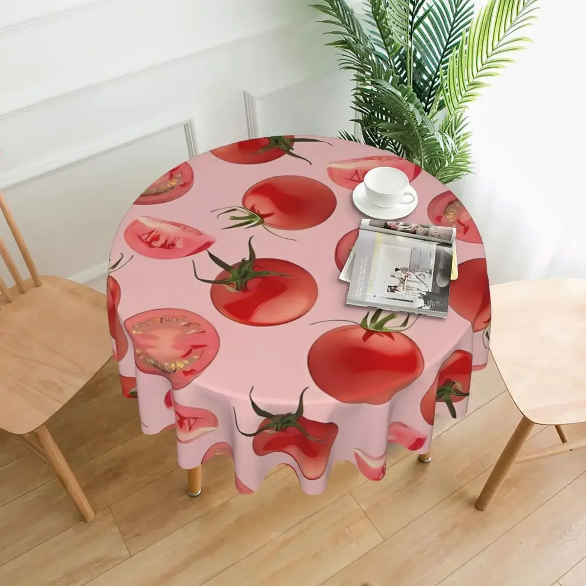 Red Tomato Round Tablecloth Vegetable Protection Table Cloth Retro Banquet Christmas Party Pattern Table Cover