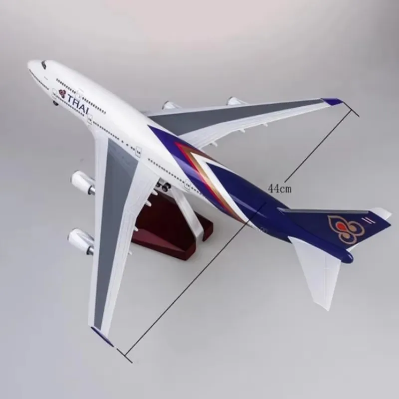 1/160 Scale 50.5CM Airplane A-380 A380 Thailand THAI Airline Model W Light and Wheel Diecast Resin Plane For Collection