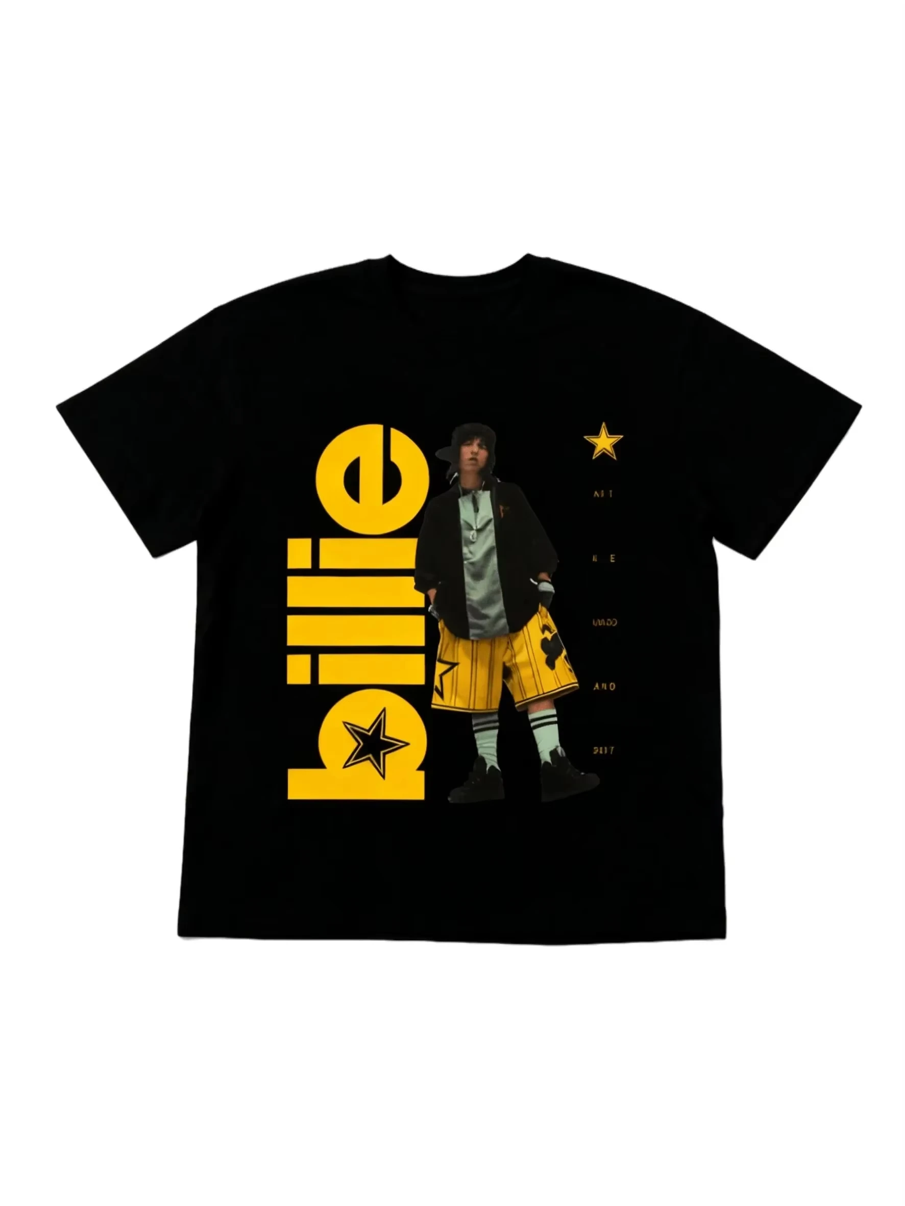 Men's T-shirt Billie Eilish Star Pattern Printed T-shirt 2026 Summer Men Women Fashion Cotton T-shirt Casual Harajuku Streetwear