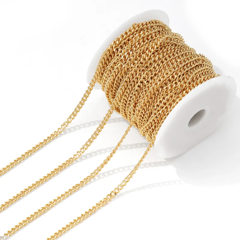 

4.5mm 14K Gold Plated Brass Cuban Chains Bulk For DIY Jewelry Findings,Handmade Necklace Making Materials Supplies Wholesale