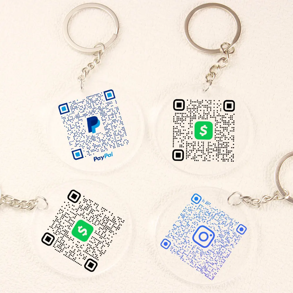 Custom Scannable QR Code Social Media Website Cash Key Chain Acrylic Scannable Keychain Personalized Website Business