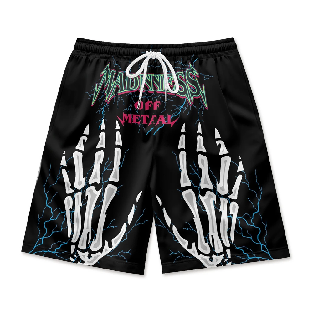 

Men's casual shorts with skull print, comfortable beach pocket, waist rope for breathability and quick drying in summer