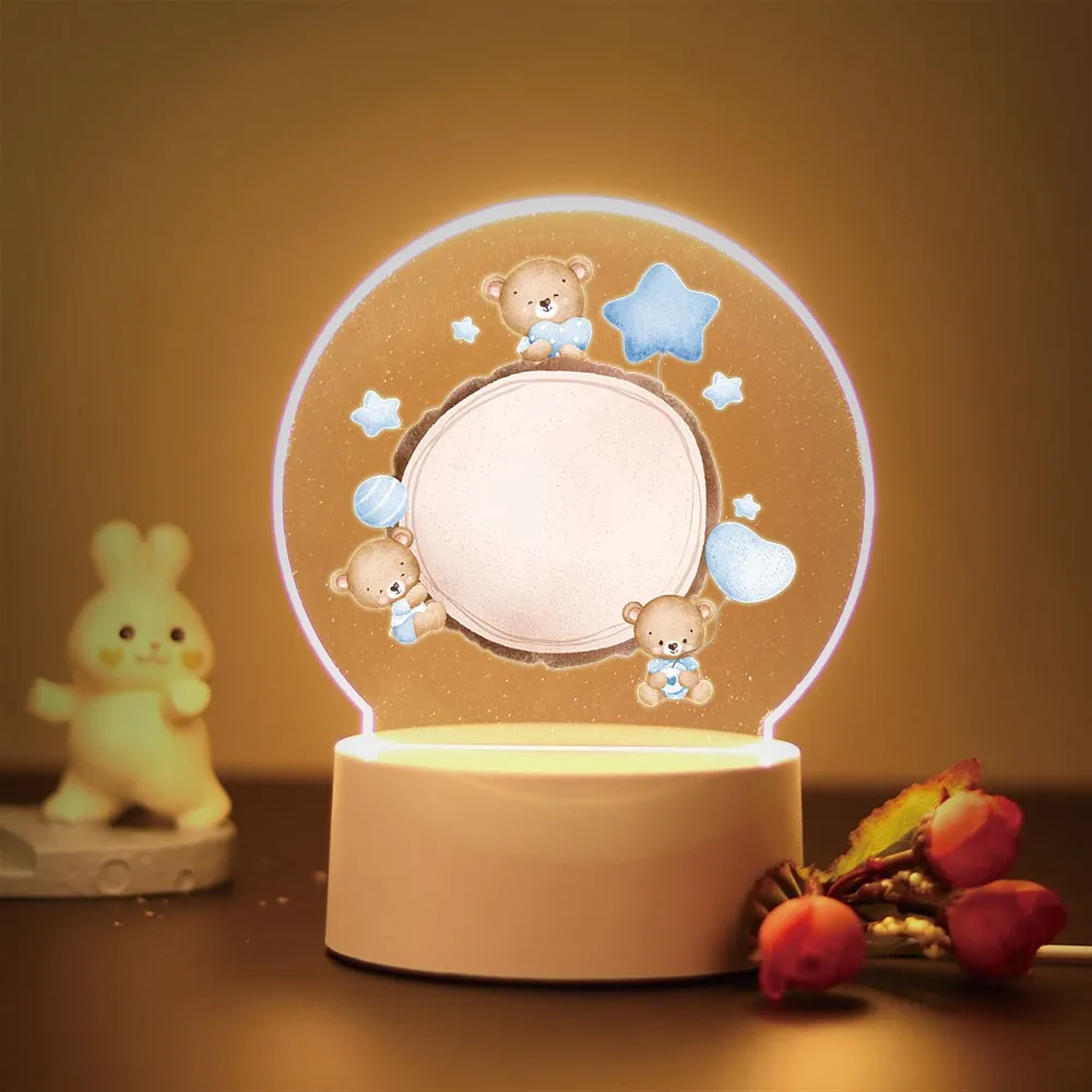 Lovely Bears flying planes 3D Visual Night Lamp for Children's Room Decor the Kids Birthday Gift