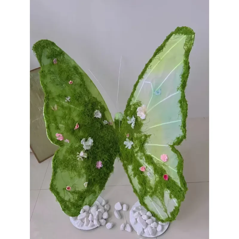 Hot Sale Handmade Green Organza Giant Butterfly Floral for Wedding Decorations Background