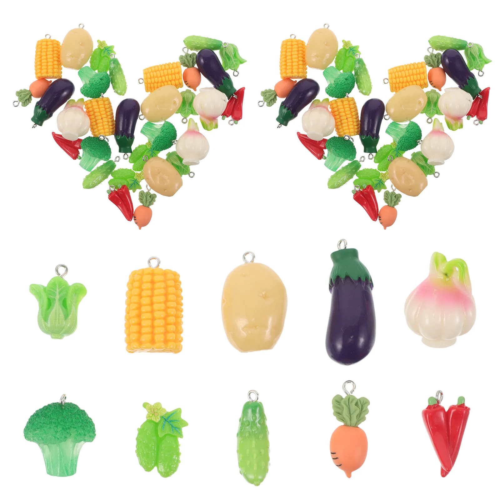 

30pcs Simulated Food Pendants Realistic Vegetable Jewelry Charms For Diy Craft Keychains Bracelets Earrings Resin Accessories