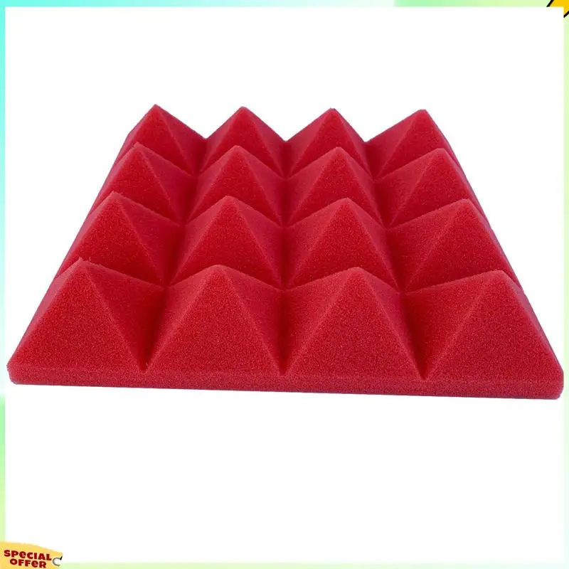 

TURE 48Pcs 25X25x5cm Studio Acoustic Soundproof Foam Pyramid Noise Insulation Sound Absorption Treatment Panels Black+Red