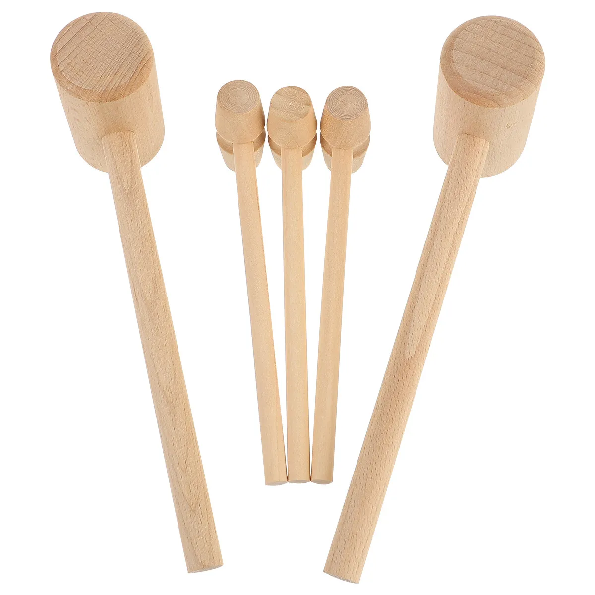 12Pcs Wooden Hammer Set Natural Hardwood Mallet for Crab Lobster Seafood Shells Walnut Cracking DIY Jewelry Making Craft Tools