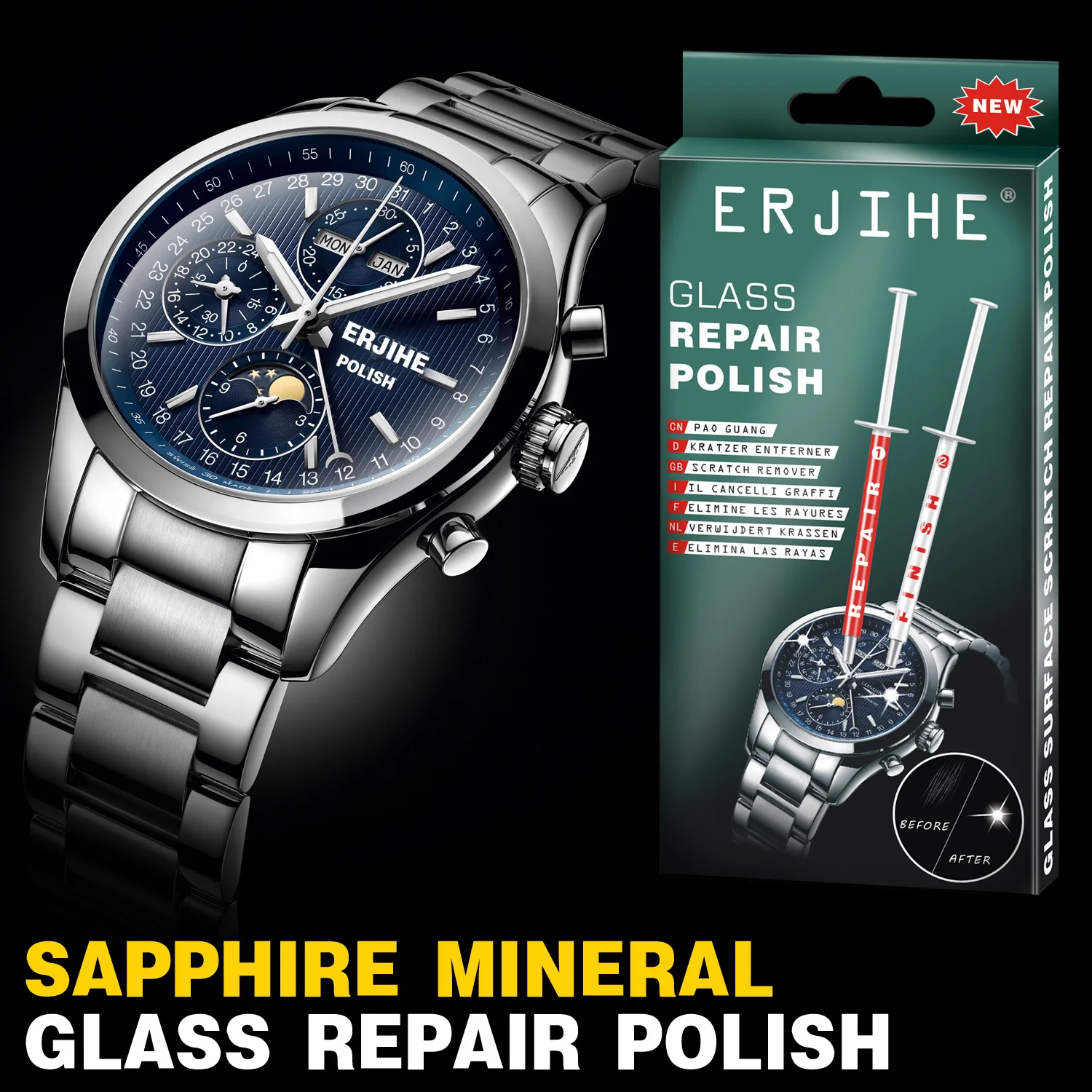 ERJIHE Watch Scratches Polishing Mineral Glass Mirror Surface Sapphire Glass Scratches Lens Scratches Polishing Paste Liquid