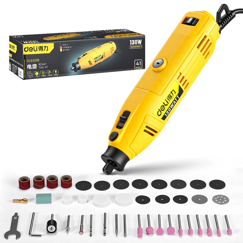 Deli Mini Electric Rotary Tool Kit Engraving Pen for Wood Carving Polishing Drilling Cutting DIY Craft Grinder Set